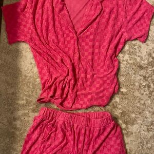 Le Lis Pink Checkered Pajama Set